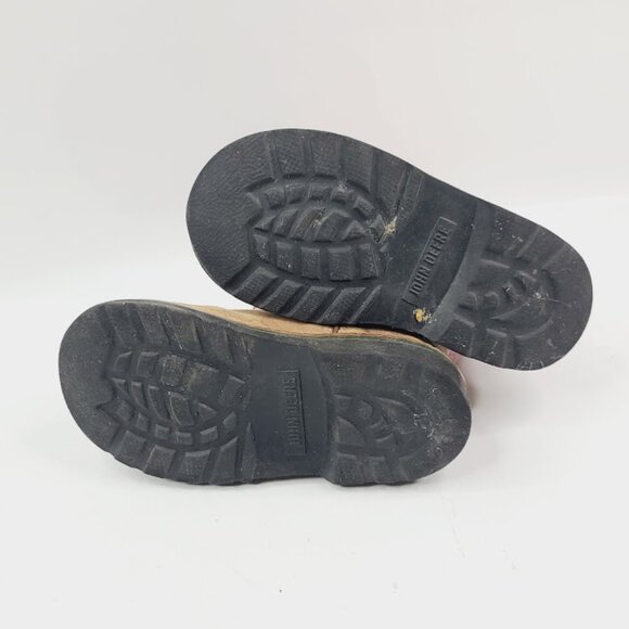 John Deere Girl Pink Tan Leather Classic Ankle Cowgirl Western Boot Size 7M - Picture 5 of 7